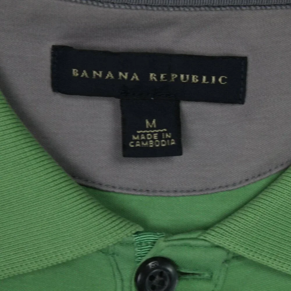Banana Republic Polo Shirt Mens Medium Green 100% Cotton Short‎ Sleeve Pullover